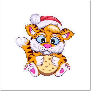 Cartoon Tiger with Cookies. Posters and Art